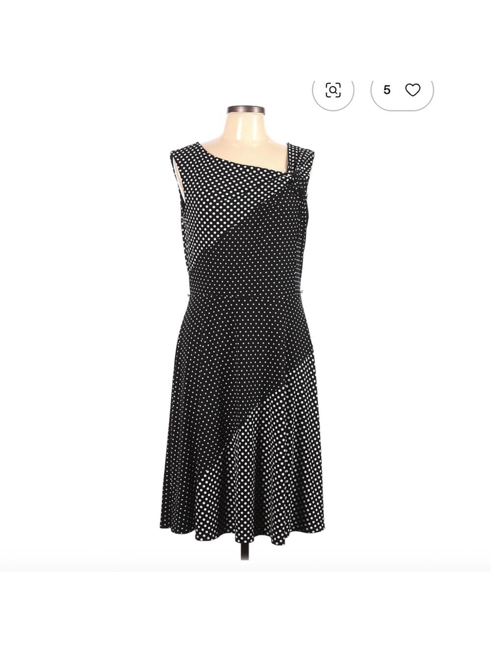 White House Black Market Size 12 Black Polka Dot Casual Slee